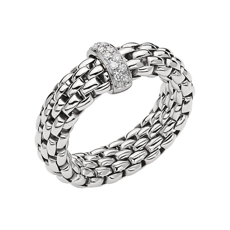 Vendome Flex'It Ring in White Gold with Diamond Bar - Size US 8.25 - 9.25