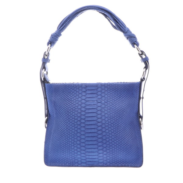 Closeup photo of Royal Blue Python Shoulder Bag With Royal Blue Ostrich Trim