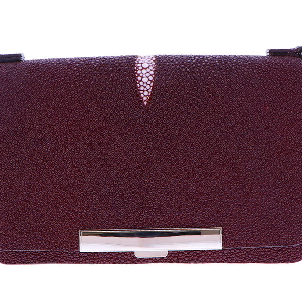 Closeup photo of Burgundy Stingray Chain bag