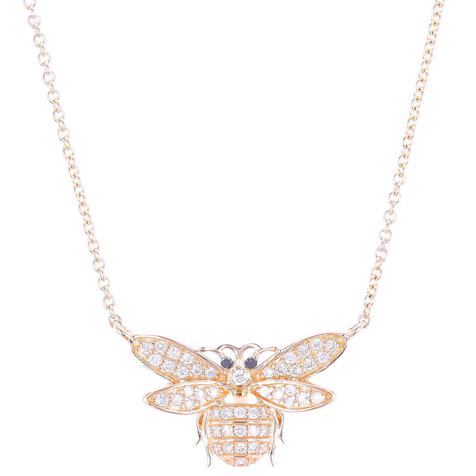 14k Small Diamond Bee Pendant Necklace