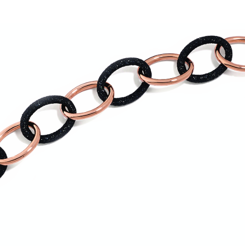 Closeup photo of Alternating Small Link Bracelet Rose Gold Black Dust