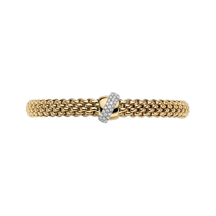Vendome Flex'It Bracelet with Diamond Ribbon Rondel in Yellow Gold Size XL (19 cm)