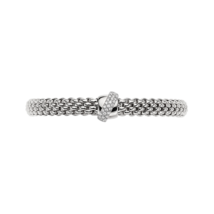 Vendome Flex'It Bracelet with Diamond Ribbon Rondel in White Gold Size XS (15 cm)