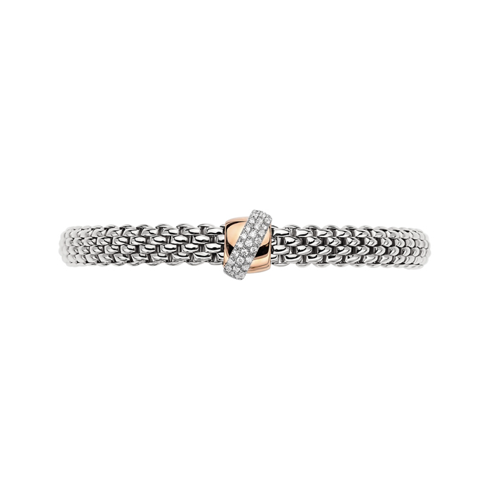 Vendome Flex'It Bracelet with Diamond Ribbon Rondel in White Gold w/ RG Size S (16 cm)