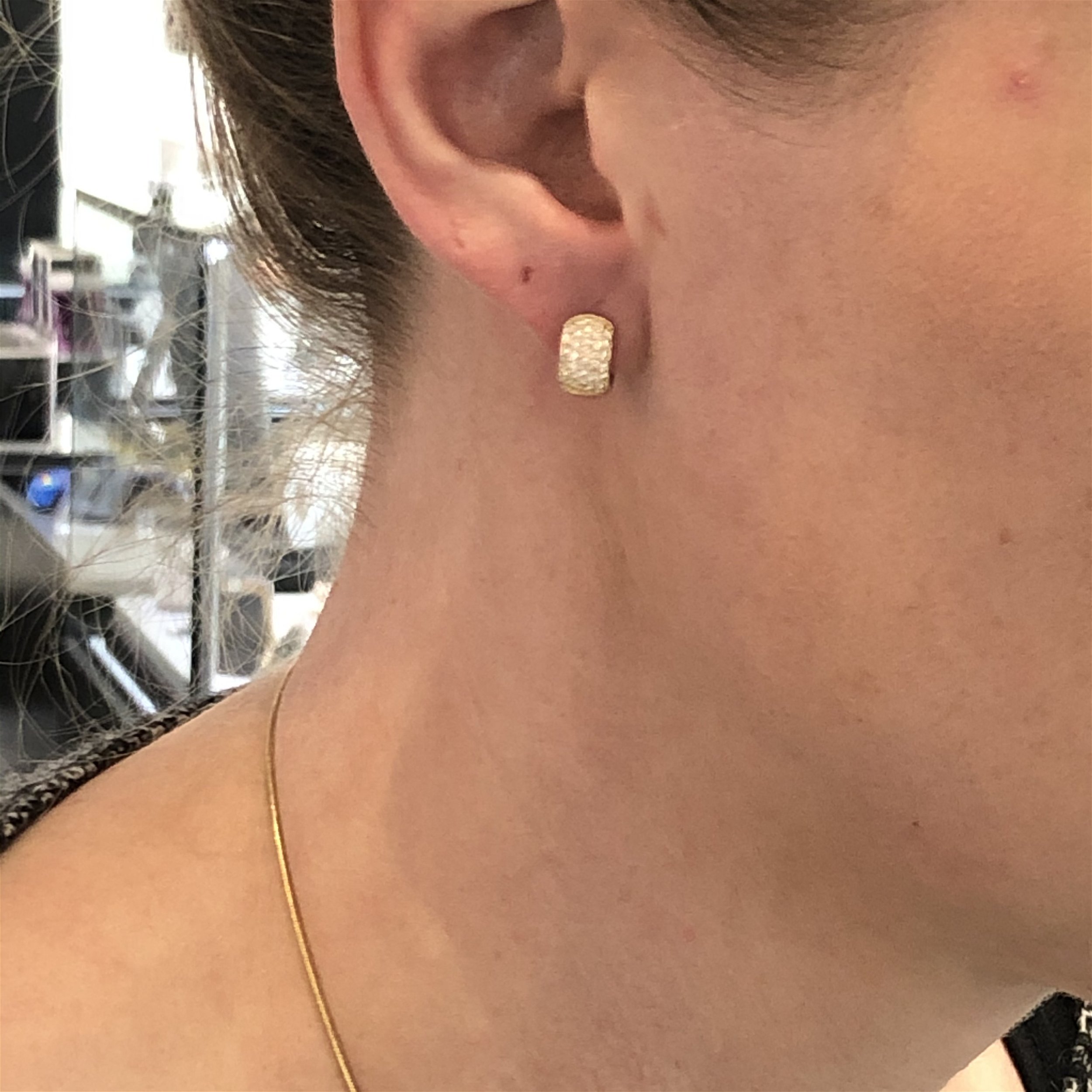 Small Wide Diamond Hoop Earrings