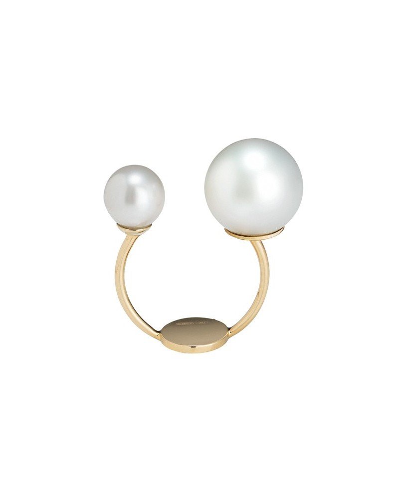 Double Pearl Ring with White South Sea Pearls