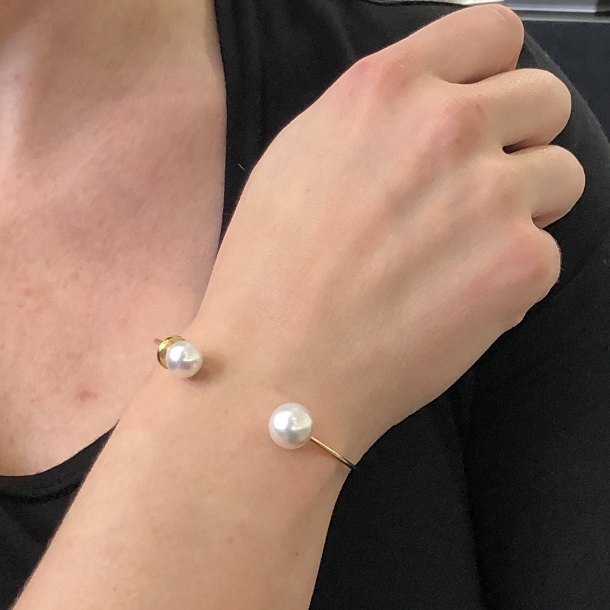 Double White South Sea Pearl Cuff Bracelet