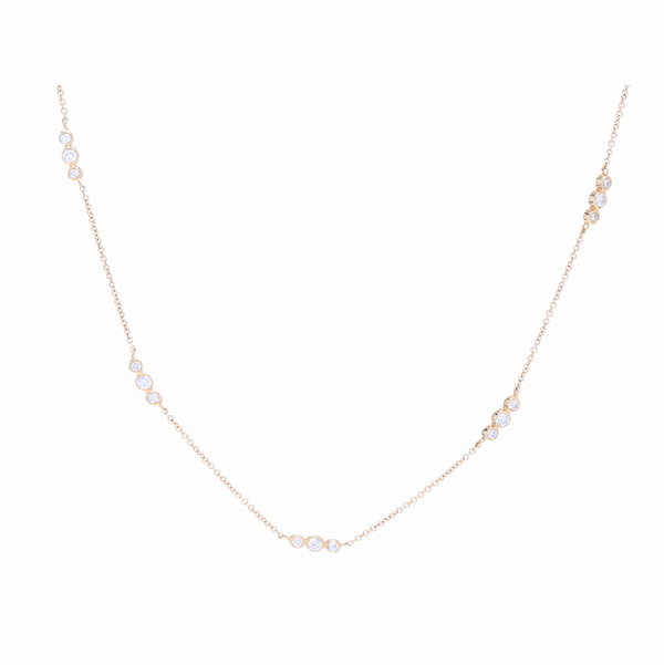 Closeup photo of Three Diamond Bezel Set Station Chain