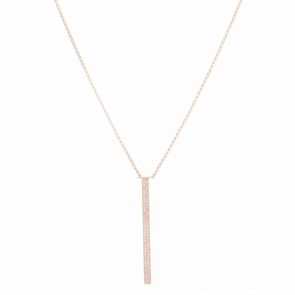 Closeup photo of Yellow Gold Vertical Bar Layering Necklace